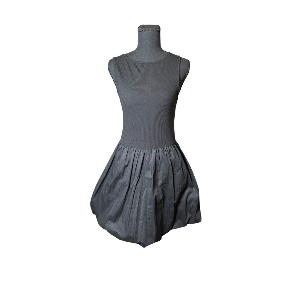 Leith Mixed Media Bubble Dress In Black Size XS